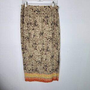 Judith Hart Paisley Midi Split Skirt Size 10 Multicolor Ombre Side Zip Polyester